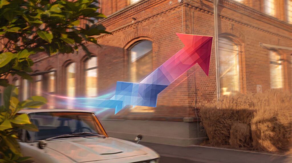 Future-solutionsday-2026-dynsm Pfeil zeigt nach oben, modernes Design